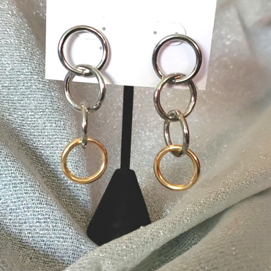 Silver Tone With Gold Tone Earrings